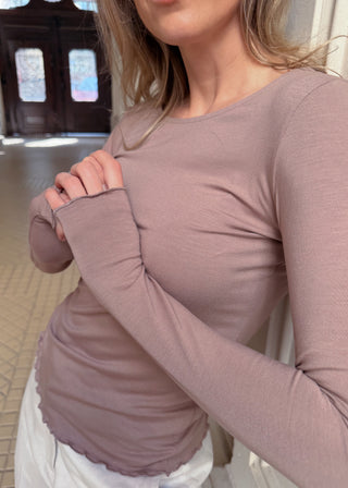 Longsleeve z wiskozy No. 5 Beige Café Lavamme