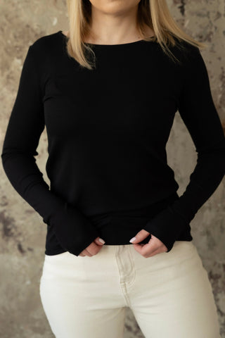 Longsleeve z lyocellu No. 1 Noir - Lavamme