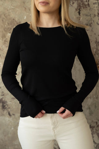 Longsleeve z lyocellu No. 1 Noir - Lavamme