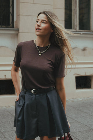 T-shirt z lyocellu No. 1 Chocolat - Lavamme