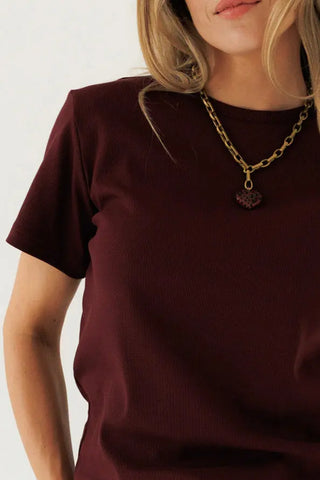 T-shirt z bawełny No. 1 Cerise - Lavamme