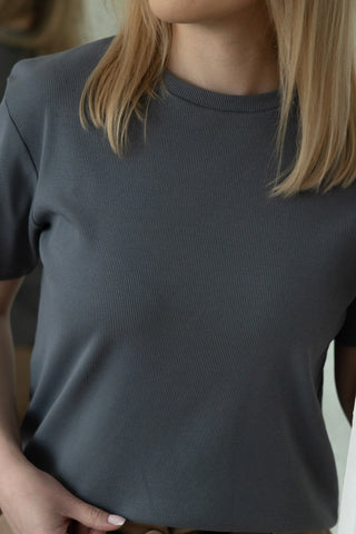 T-shirt z bawełny No. 1 Gris Lavamme