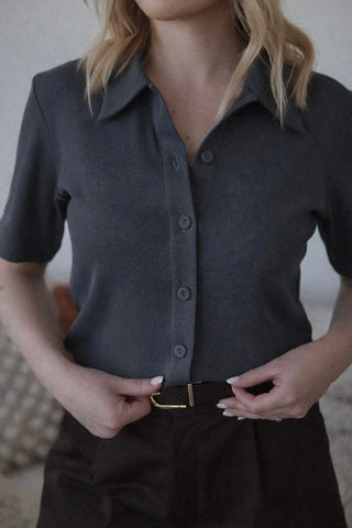 T-shirt z bawełny No. 2 Gris Lavamme