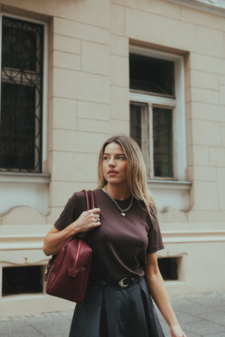 T-shirt z lyocellu No. 1 Chocolat - Lavamme