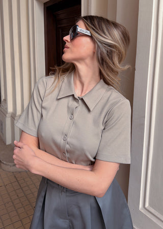 T-shirt z bawełny No. 2 Eucalyptus Lavamme