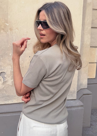 T-shirt z bawełny No. 1 Eucalyptus Lavamme