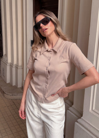 T-shirt z bawełny No. 2 Sable de Provence Lavamme