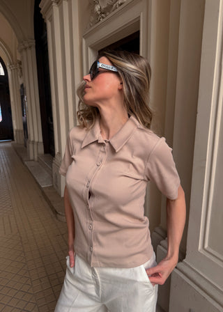 T-shirt z bawełny No. 2 Sable de Provence Lavamme